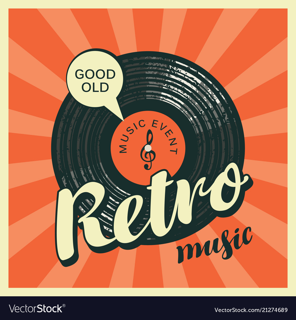 poster for the retro music with vinyl record