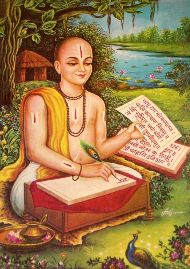 Tulsidas_composing_his_famous_Avadhi_Ramcharitmanas